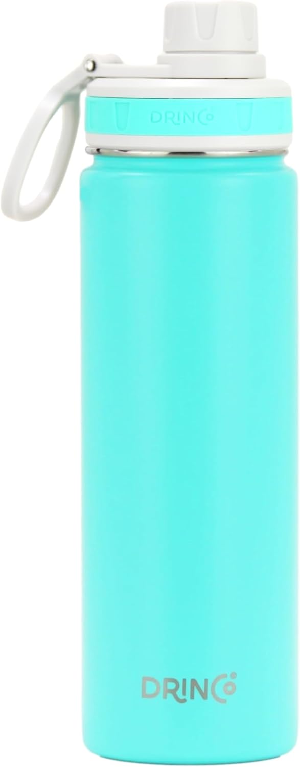 DRINCO Stainless Steel Water Bottle Spout Lid Vacuum Insulated Double Wall Water Bottle Wide Mouth