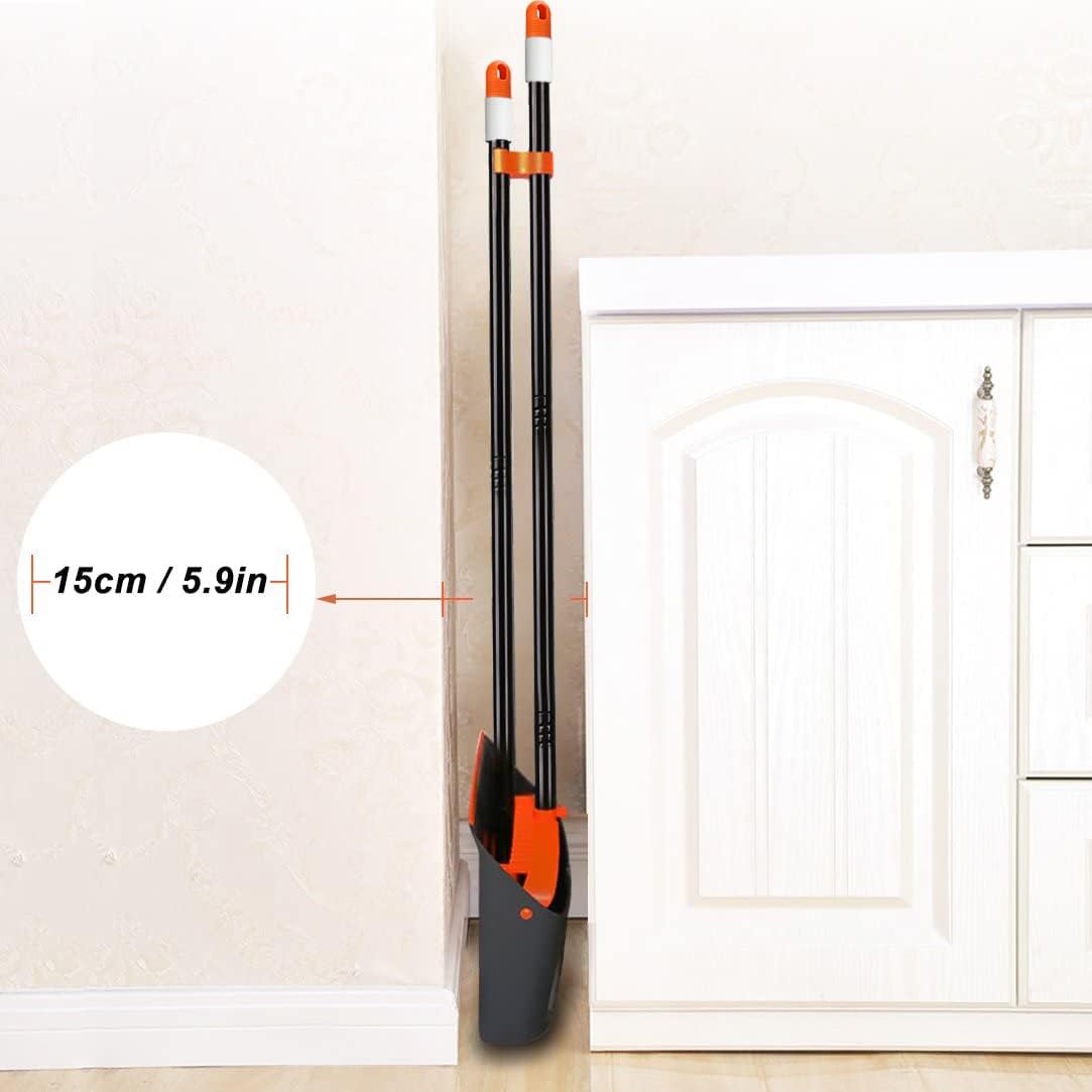 TreeLen Broom and Dustpan Set with 52" Long Handle for Home Kitchen Room Office Lobby Floor Use