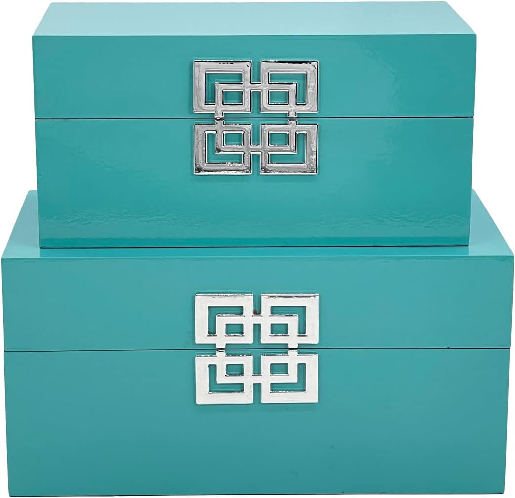 Galt International Large & Small Decorative Storage Box w/Hinged Lid - Classic Design Wood Decor
