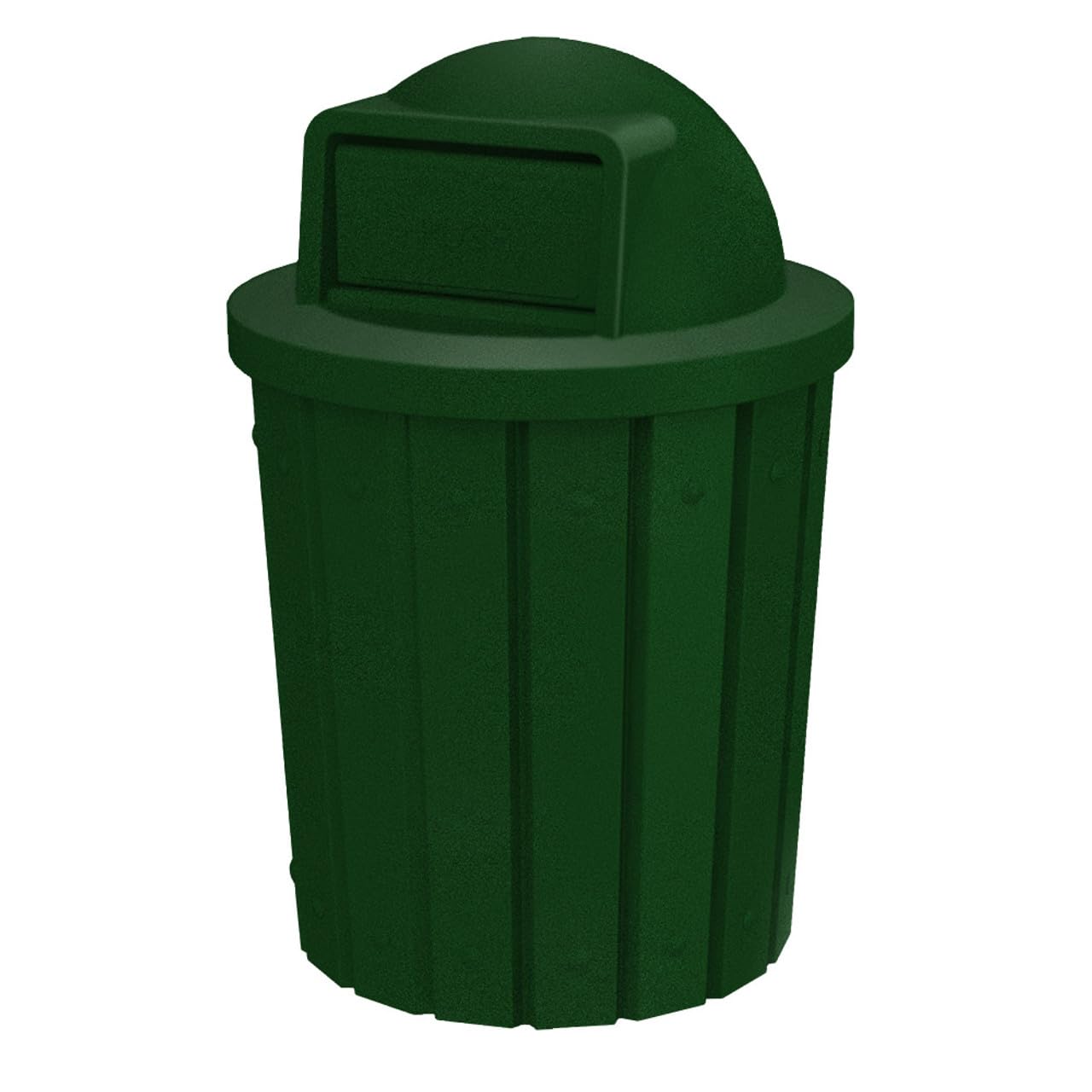 42 Gallon Slatted Circle 100% Recycled Plastic Commercial Outdoor and Indoor Trash Can with Push
