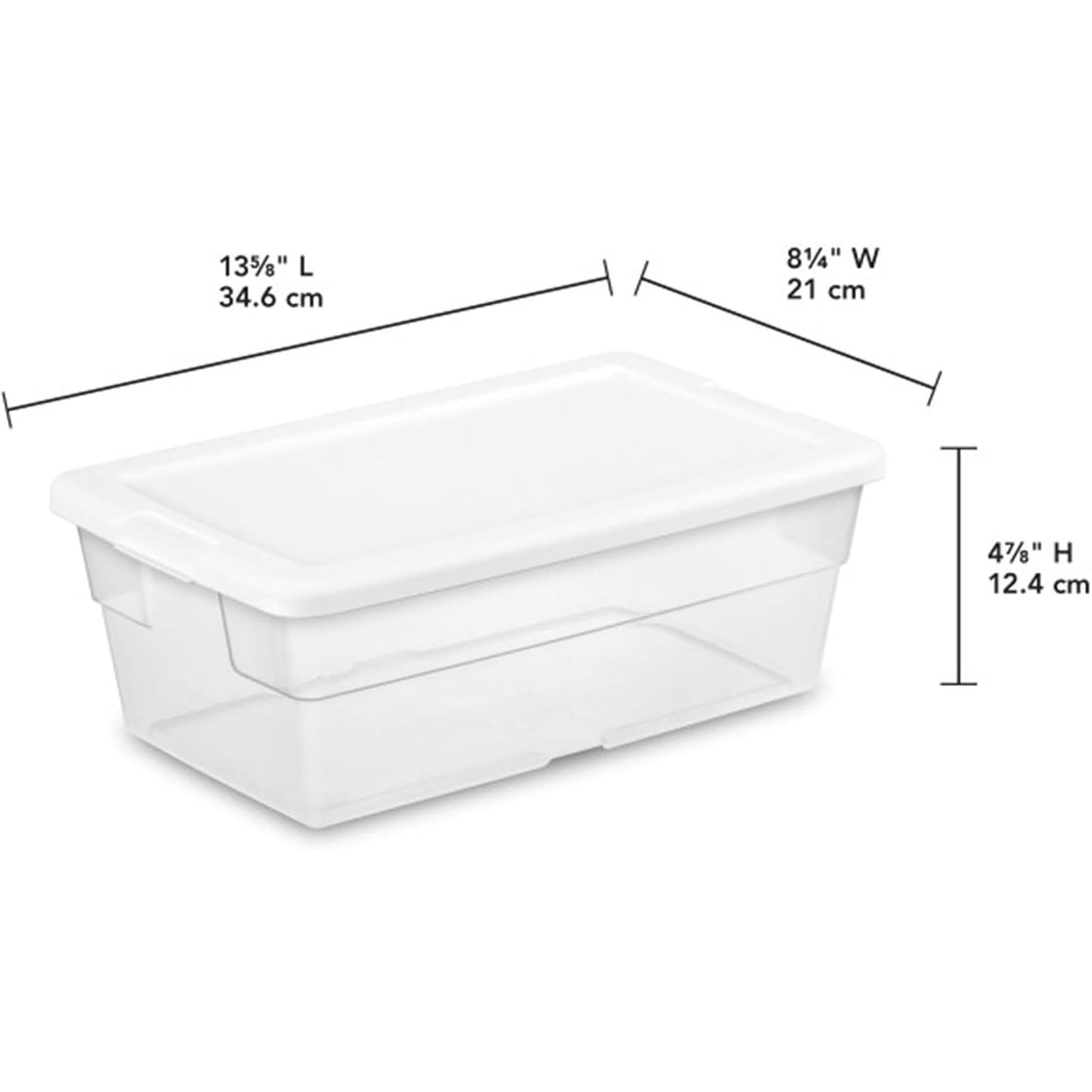 Sterilite 6 Quart Storage Box, Clear Plastic with White Snap Lid, 12 Pack