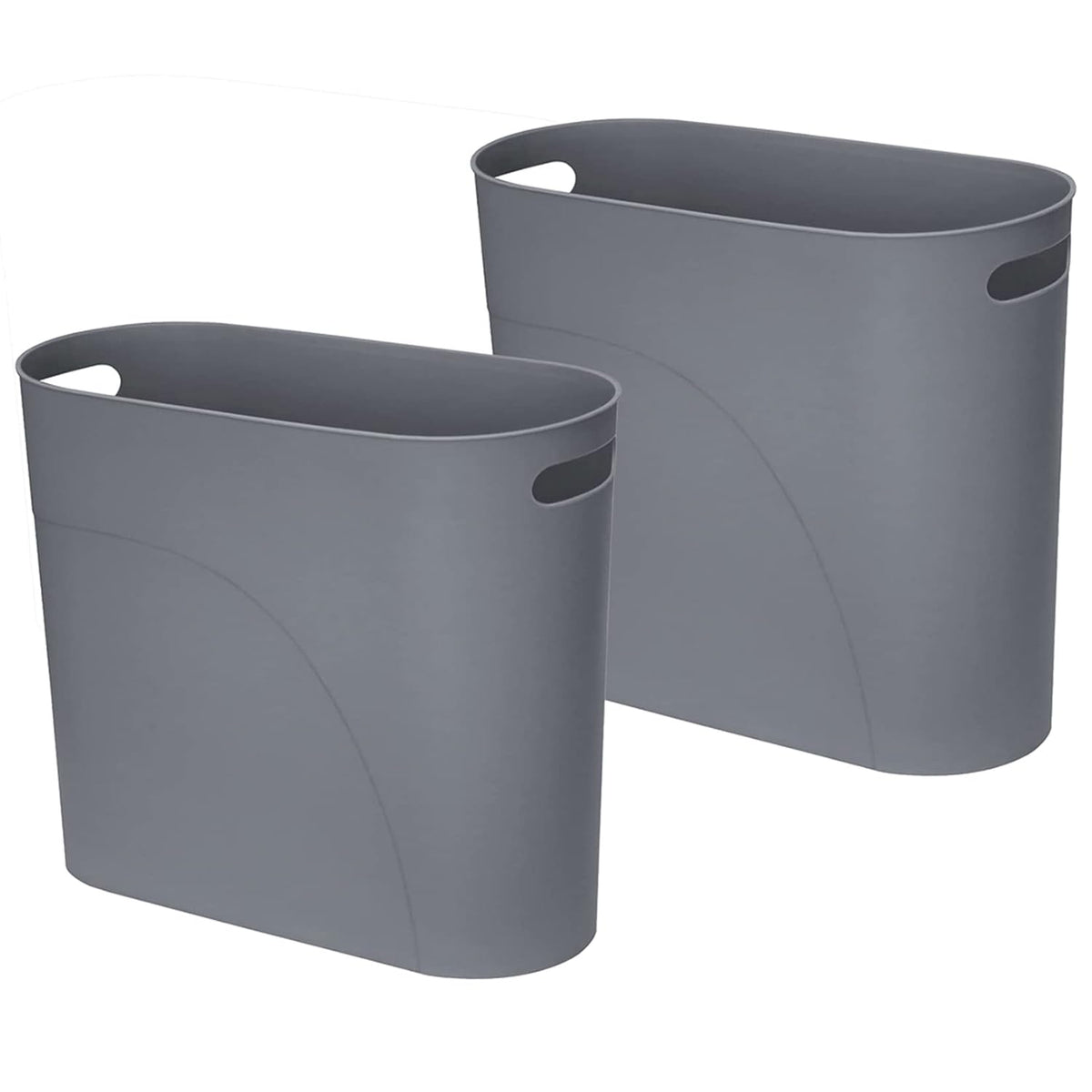 Small Trash Can Plastic Bathroom Wastebasket 3.2 Gallon Slim Garbage Container Bin with Handle for