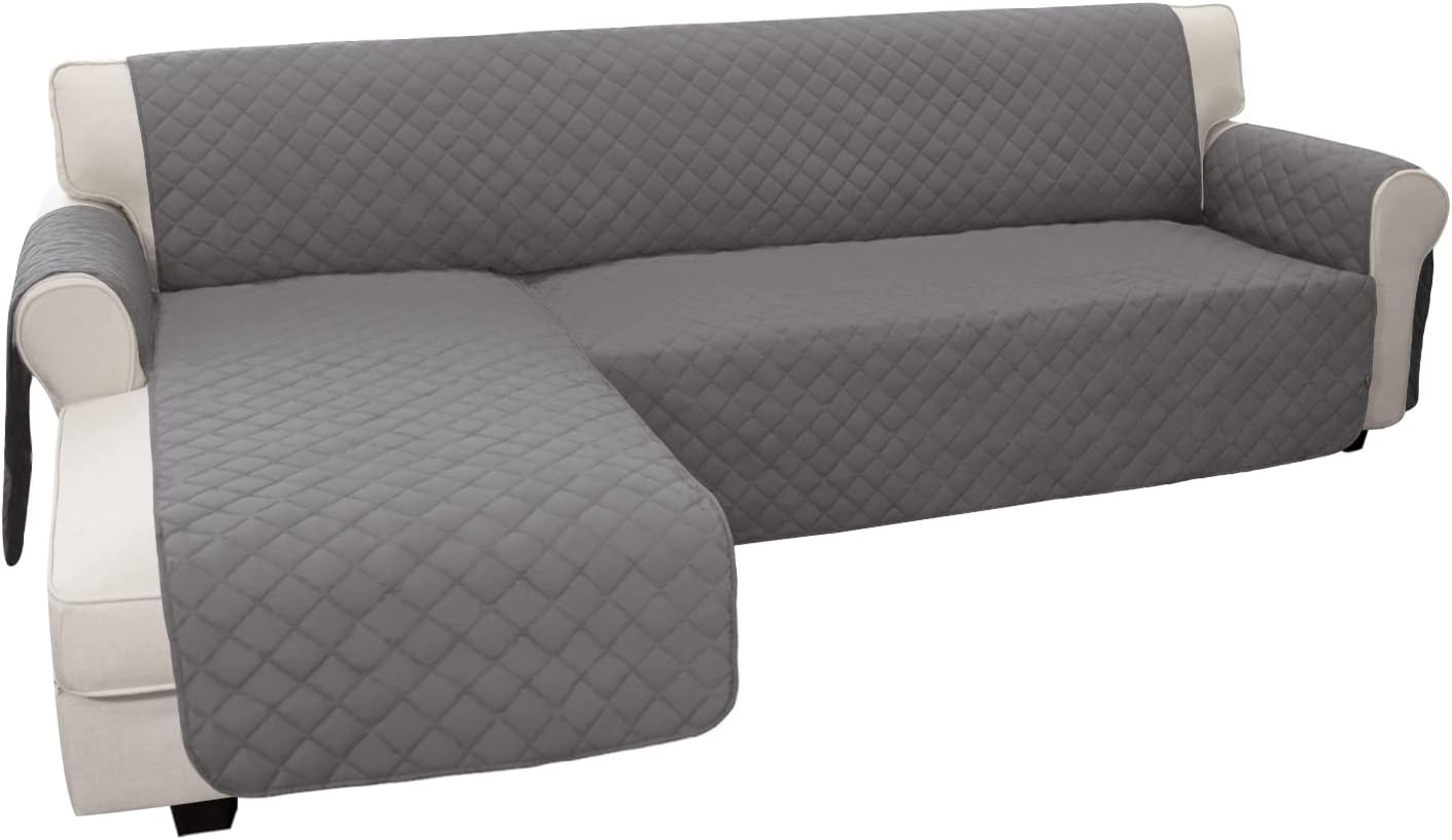 Easy-Going L Shape Sectional Couch Cover - Chaise Slip Cover Reversible Sofa Protector for Pets &