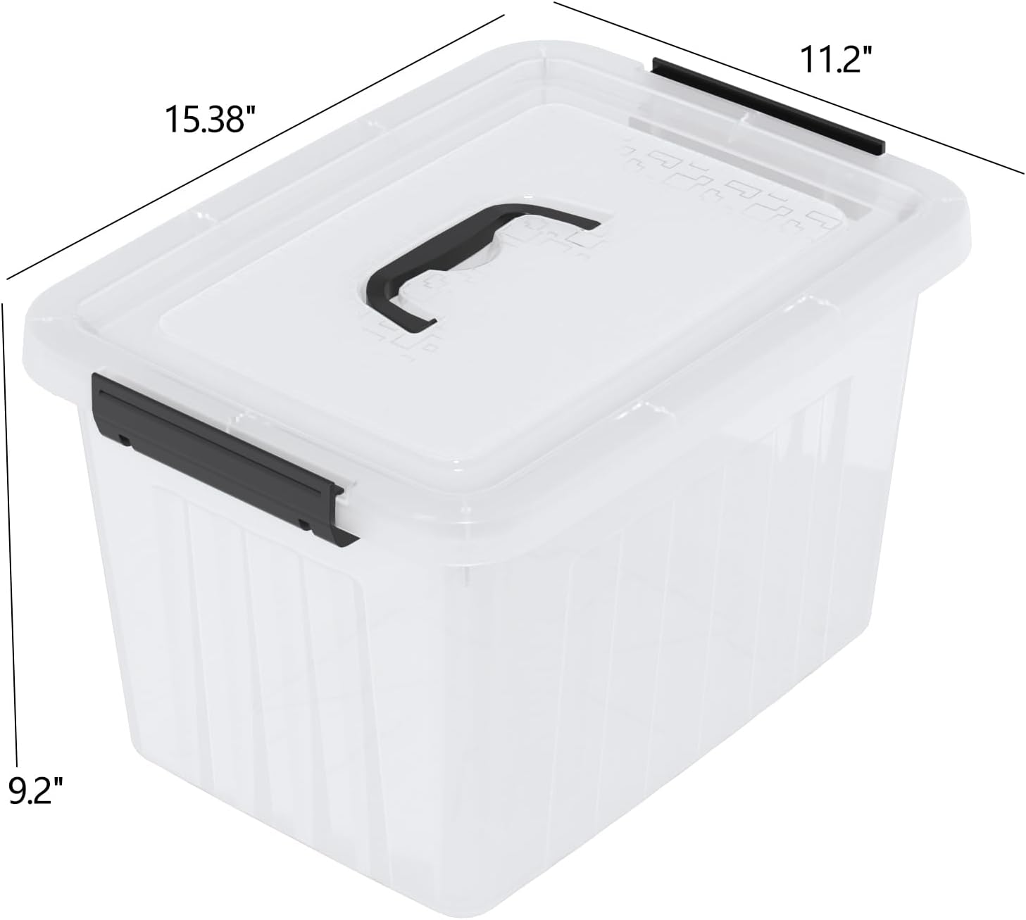 4 Packs 20 L Clear Plastic Storage Bins, Stackable Organizer Containers with Lids, Latching Box