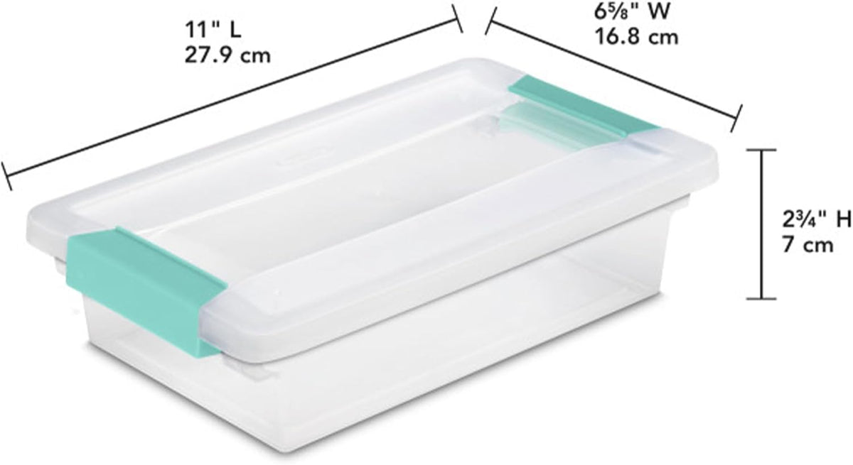 Sterilite 30-Pack Clip Box, Stackable Clear Plastic Bins with Latching Lids, Small - Writing, Arts