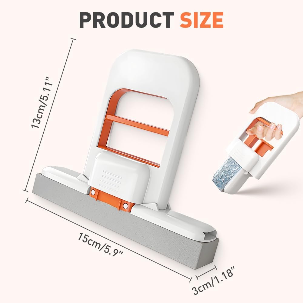 Mini Foldable Desktop Mop, Wet and Dry Portable Cleaning Sponge Mop,Self Squeezing Mini Sponge Mop