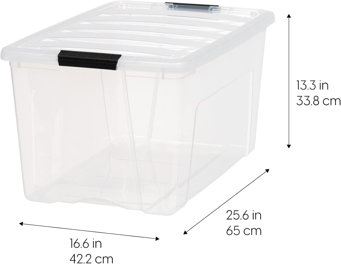 IRIS USA 72 Qt Stackable Plastic Storage Bins with Lids, 4 Pack - BPA-Free, Made in USA