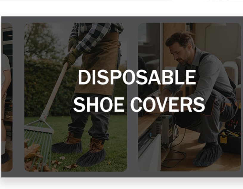 Non-Slip Shoe Covers Disposable, XL Large 200-Pack | Black Breathable Boot Covers for Indoor Use |