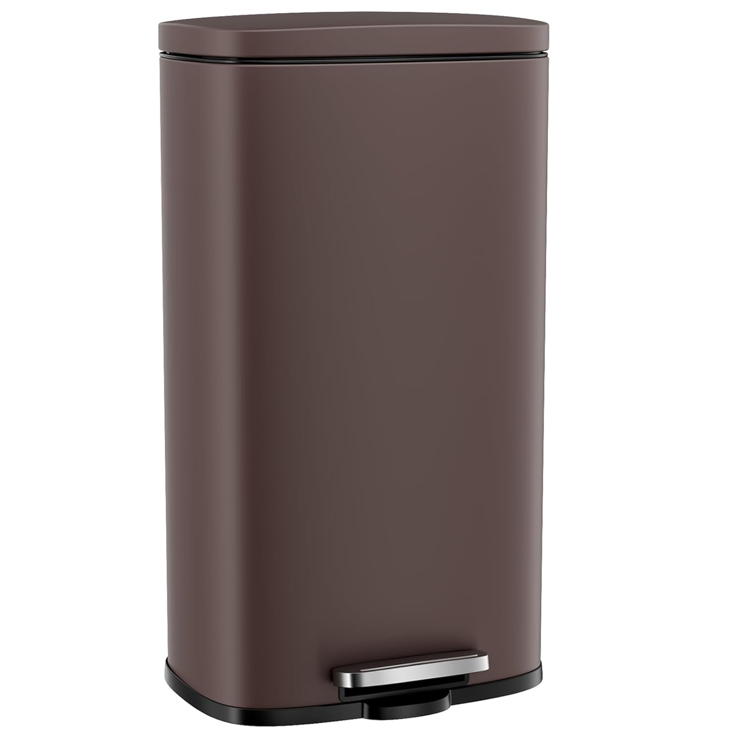 Arlopu 8 Gallon Step Trash Can, Stainless Steel Garbage Bin, Soft-Close Rubbish Bin with Removable