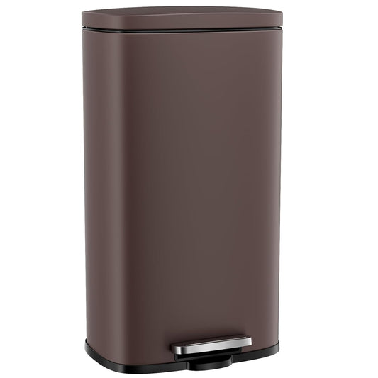 Arlopu 8 Gallon Step Trash Can, Stainless Steel Garbage Bin, Soft-Close Rubbish Bin with Removable