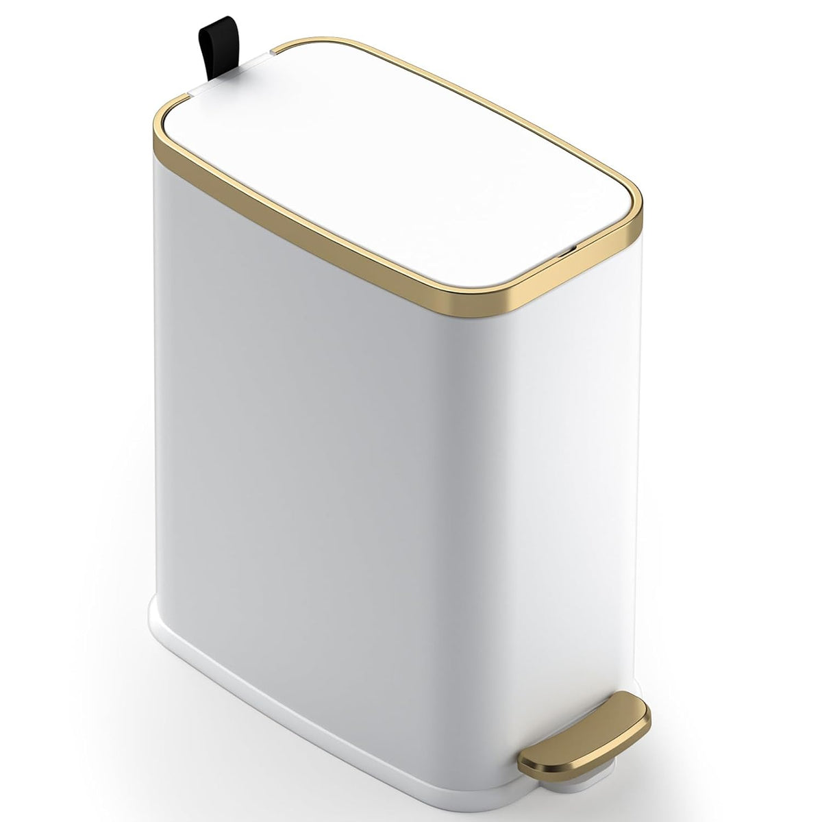CEROELDA Small Bathroom Trash Can with Lid Soft Close-5L/1.3 Gal Slim Garbage Can-Metal Step