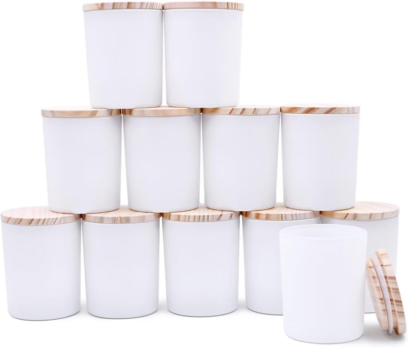 Thick Candle Jars for Making Candles 12 Pcs, 7 OZ Empty Jars with Wood Lids for Candle Making