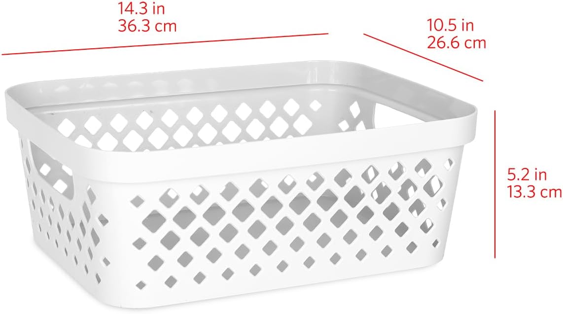 Glad Plastic Storage Basket Set, Value Pack of 6 | Open Storage Bins for Shelves, Bathroom, Pantry