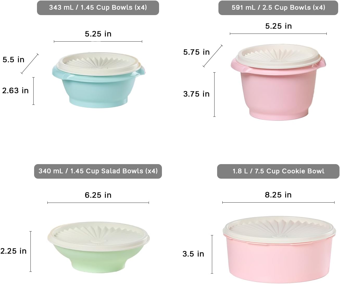 Tupperware Heritage Collection, 36 Piece Food Storage Container Set in Vintage Colors, Dishwasher