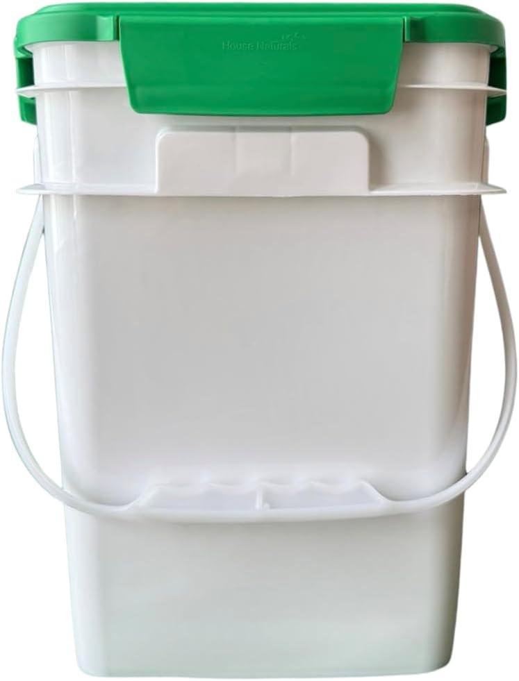 House Naturals 4 Gallon Square Food Grade Bucket Pail with Plastic Handles and Lid (Pack of 3) Made