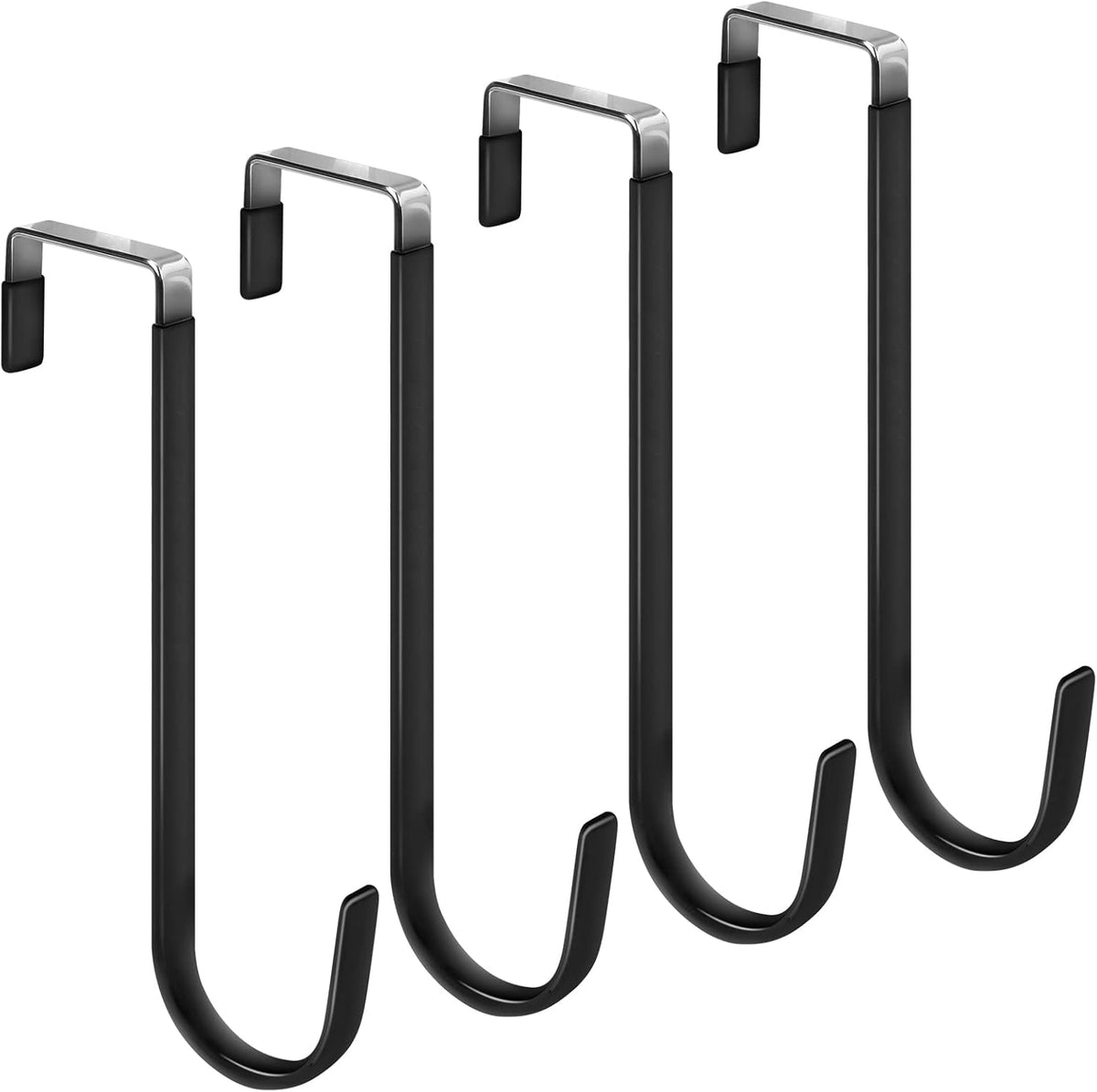 FYY Over The Door Hooks, 4 Pack Upgraded Long Door Hangers Hooks with Rubber Prevent Scratches