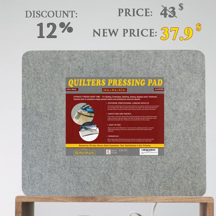 Wool Pressing Pad - 24in x 18in Quilting Ironing Pad - 100% New Zealand Felted Wool Iron Board for