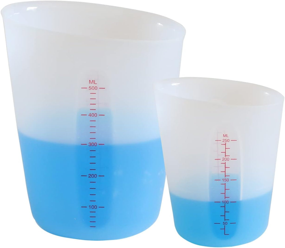 Silicone Measuring Cups, 500ml & 250ml Large Flexible Mixing Cups, 2 Cups Pour Baking Cups for