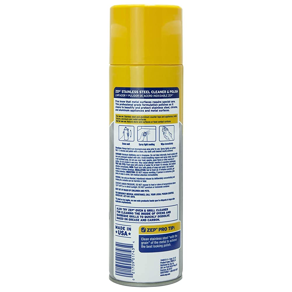 Zep Stainless Steel Cleaner and Polish 14 ounces (Case of 4) ZUSSTL14 - Protects Metal Surfaces
