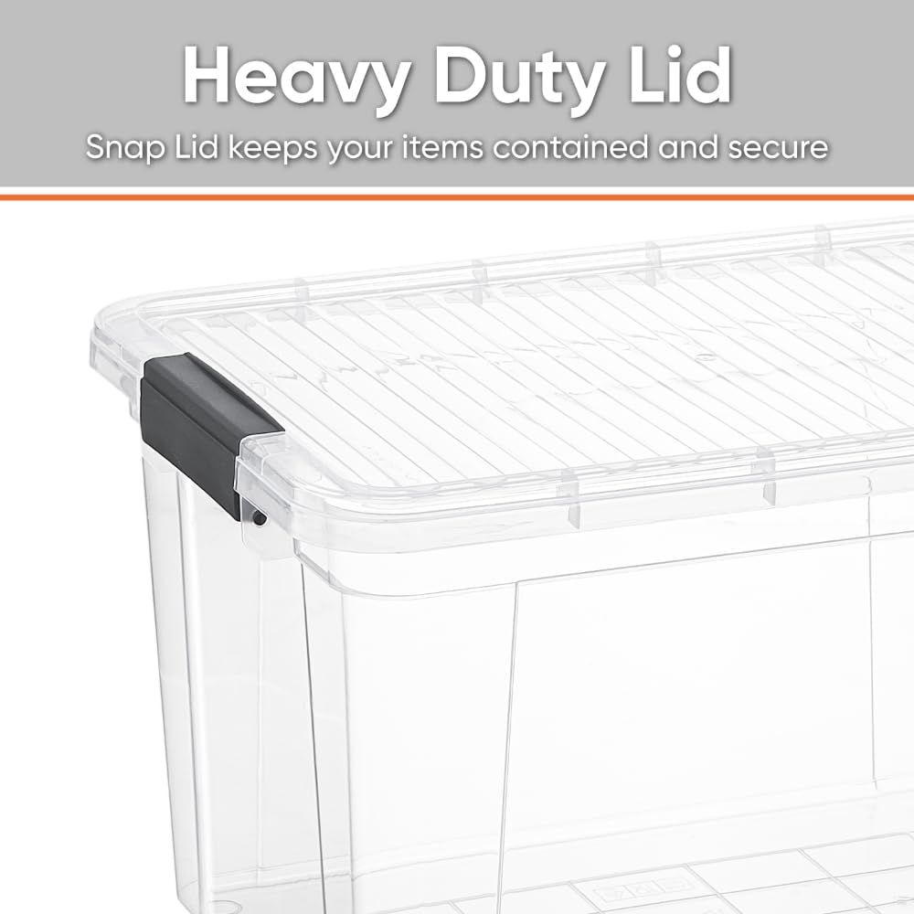 Superio Storage Bins with Lids, Clear Plastic Containers for Organizing, Stackable Totes, BPA Free