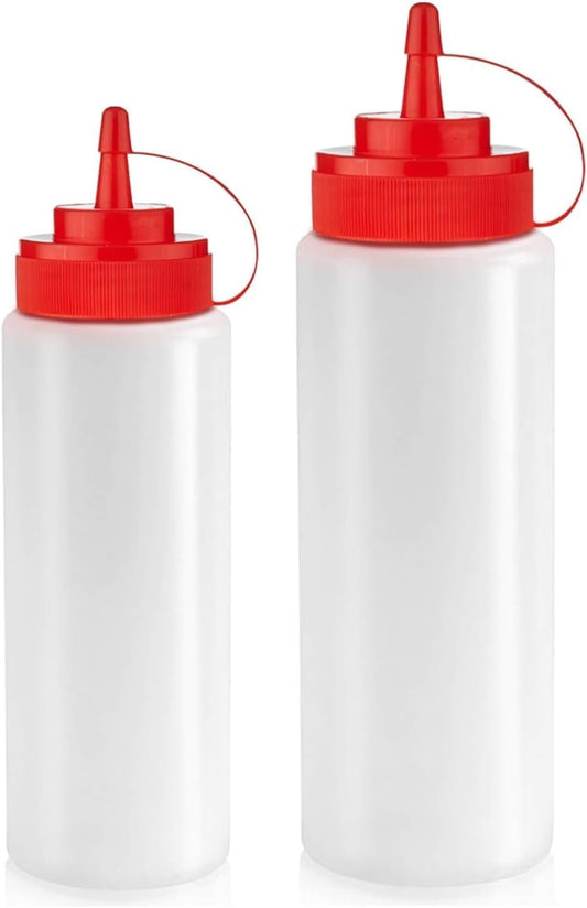 Norcalway 12 oz and 16 oz - 2 Pack | Condiment Squeeze Bottles – Plastic Squirt Bottles for Sauce