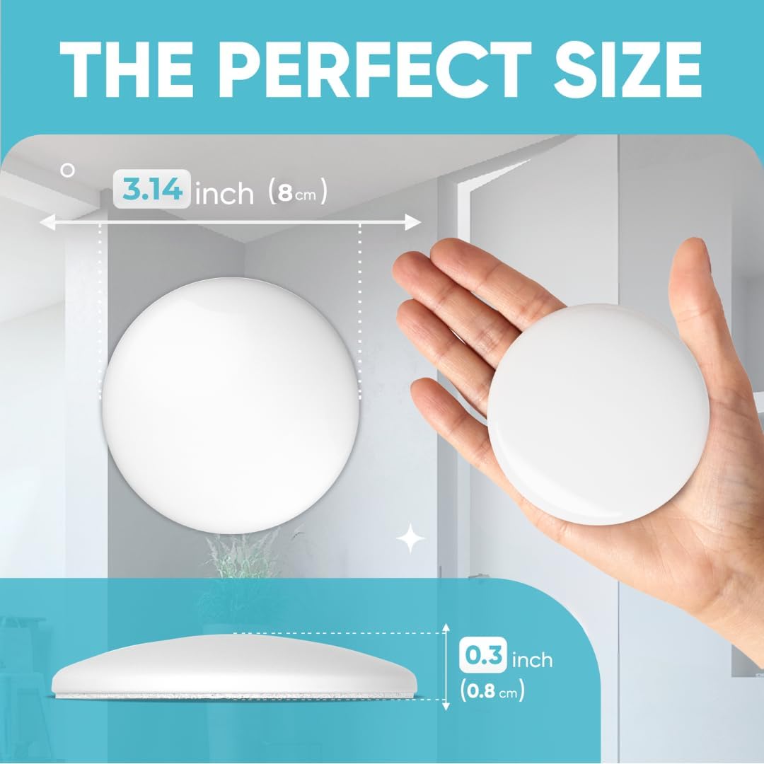 Strongest Home Wall & Door Handle Stopper 3.15" Set 5 Pieces of White Rubber Door Knob Round Wall