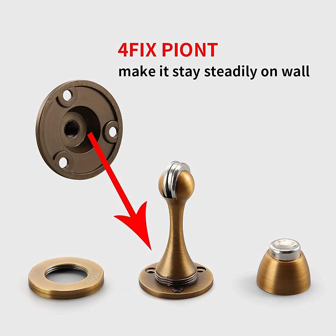 YAGU Magnetic Door Stoppers 2 Pack, Zinc Alloy Antique Brass Door Stops Magnet Catch Holder Wall