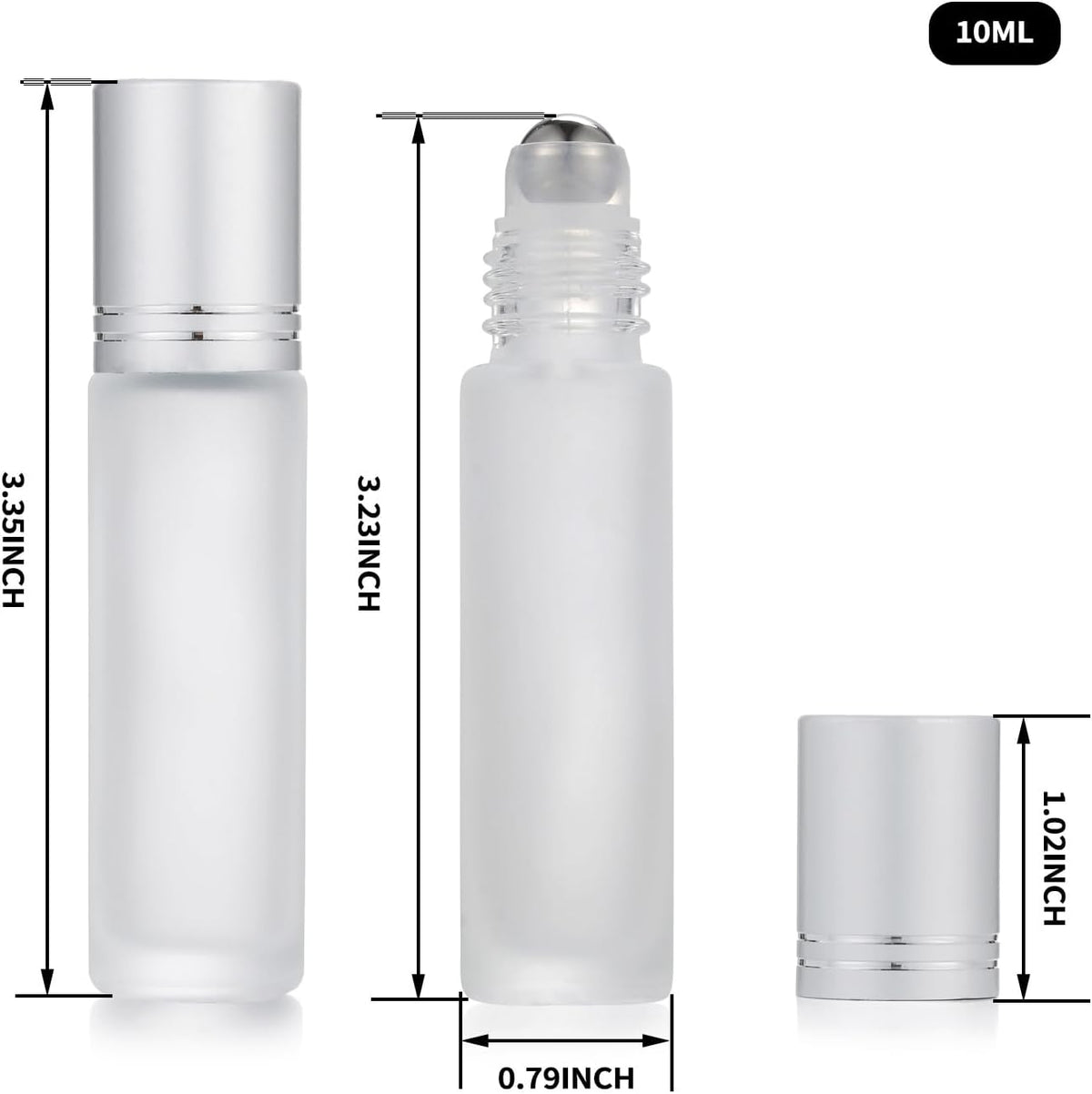 12 Pack Essential Oil Roller Bottles,10ml 0.34oz Empty Frosted Glass Roller Bottles with Stainless