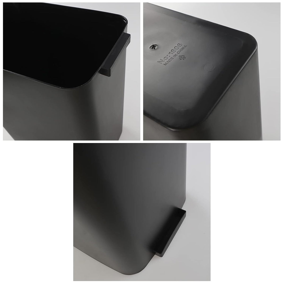 3-Pack Black 4.5 Gallon Plastic Trash Can Wastebasket, Garbage Container Bin