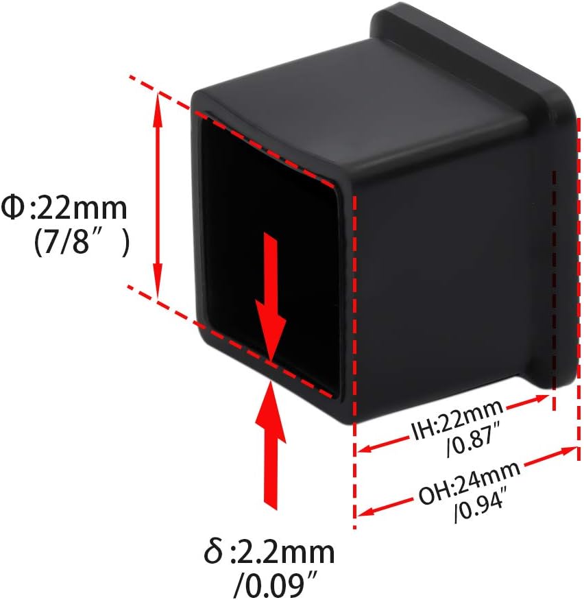 Flyshop 20 Pieces 22 x 22mm PVC Chair Leg Caps Square, Protective Caps for Chair Legs, Floor