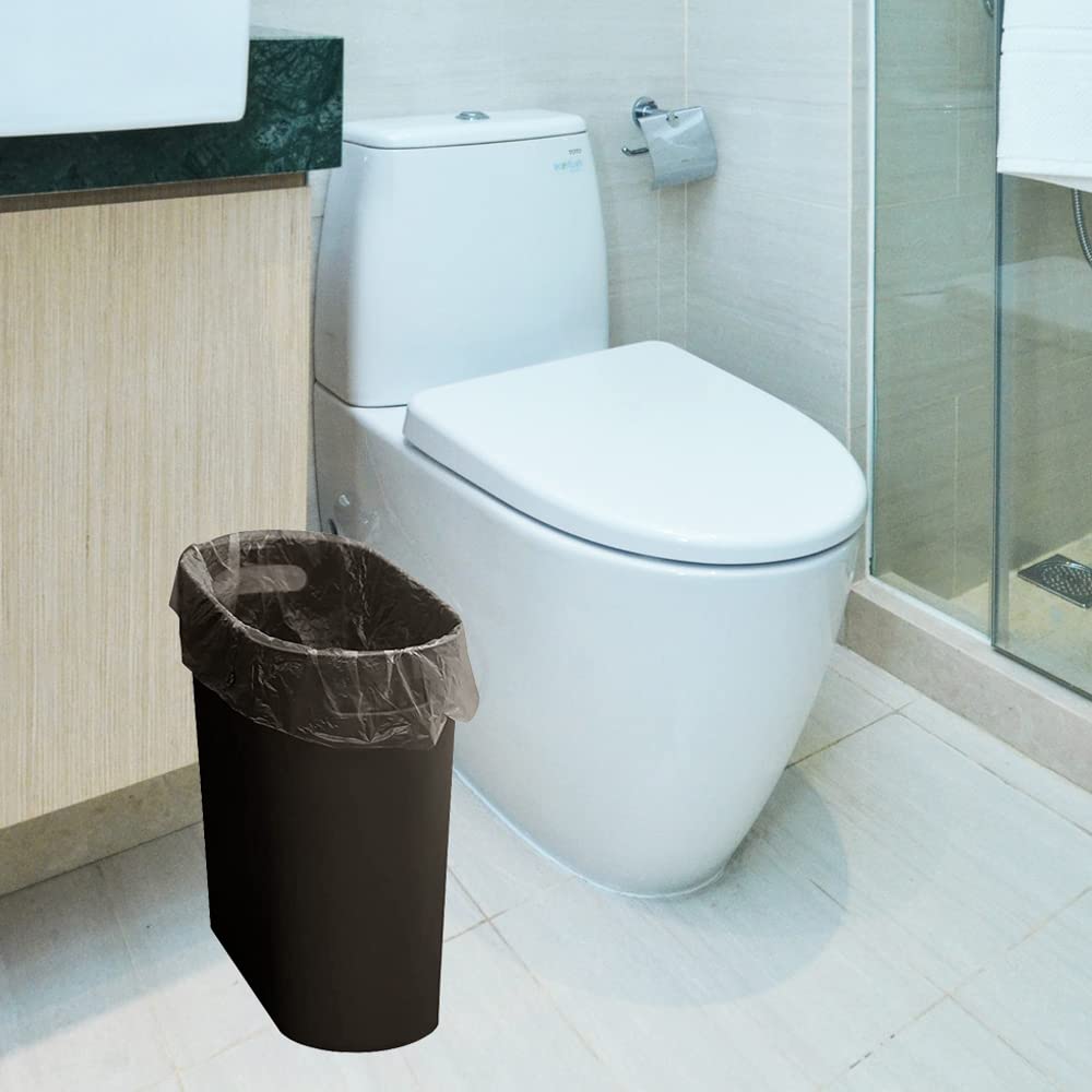 Small Trash Can Plastic Bathroom Wastebasket 3.2 Gallon Slim Garbage Container Bin with Handle for