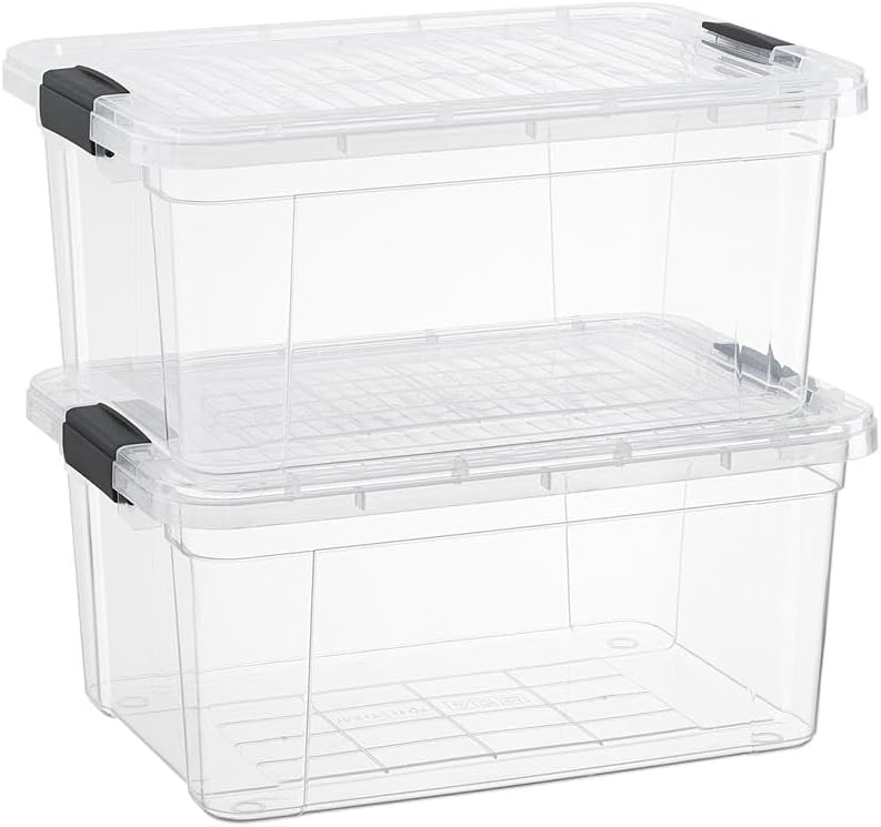 Superio Clear Storage Boxes with Lids, 20 Quart Plastic Container Bins for Organizing, Stackable