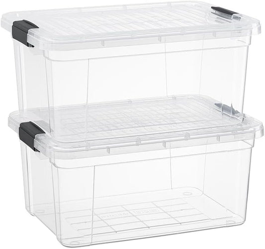 Superio Clear Storage Boxes with Lids, 20 Quart Plastic Container Bins for Organizing, Stackable