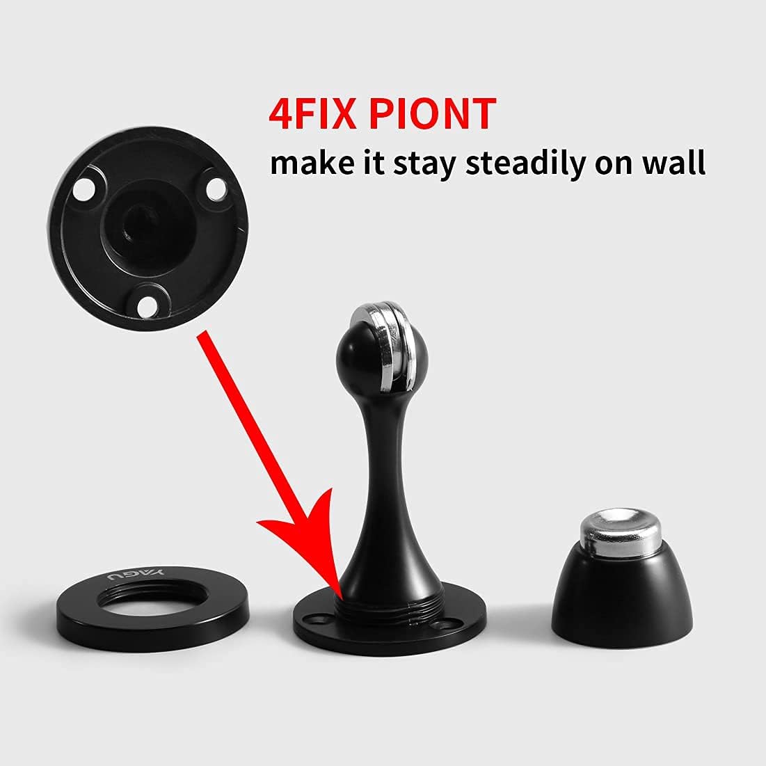 YAGU Door Stopper 4 Pack Magnetic Door Stops, Zinc Alloy Matte Black Door Catch Door Holder Wall