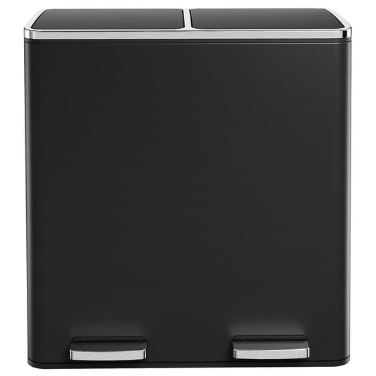 AthLike 60L(16 Gal) Dual Trash Can, Stainless Steel Kitchen Garbage Can, Double Compartment