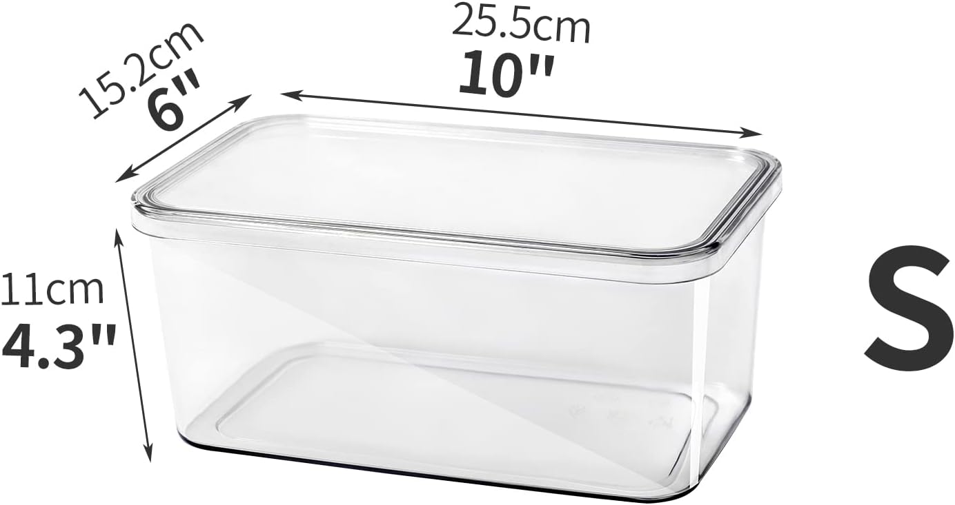 Clear Storage Bins With Lids,4 Packs Food Storage Organizer,Stackable Kitchen Cabinet,Bathroom