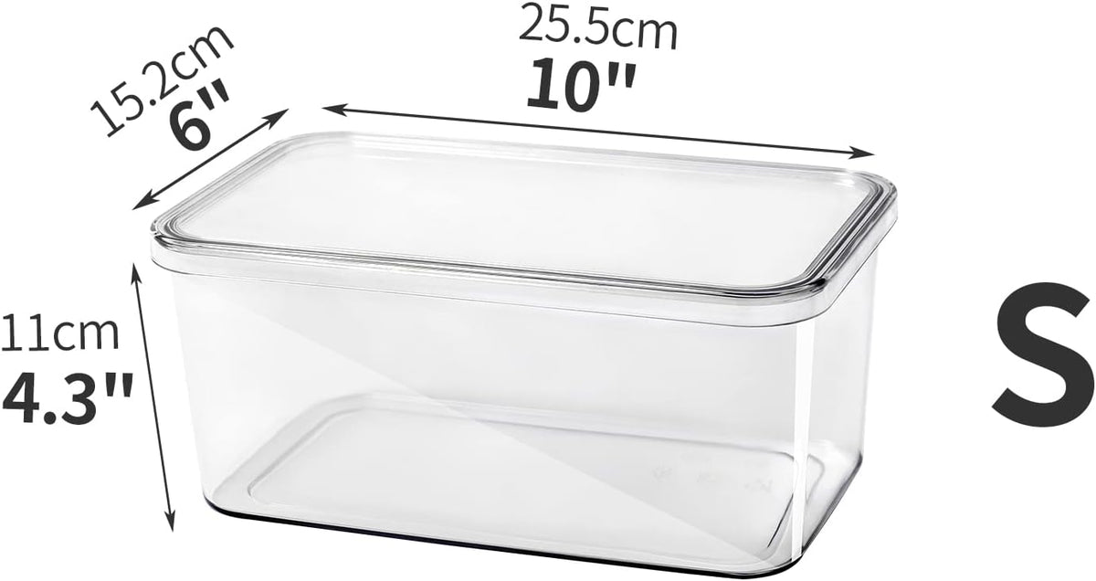 Clear Storage Bins With Lids,4 Packs Food Storage Organizer,Stackable Kitchen Cabinet,Bathroom