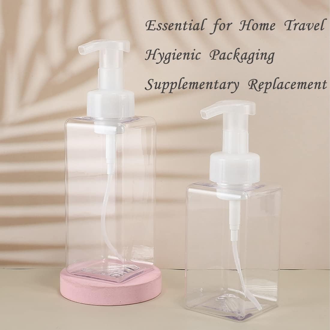 Foaming Soap Dispenser, 450ml(16oz) Refillable Modern Square Pump Bottle for Shampoo, Body Wash