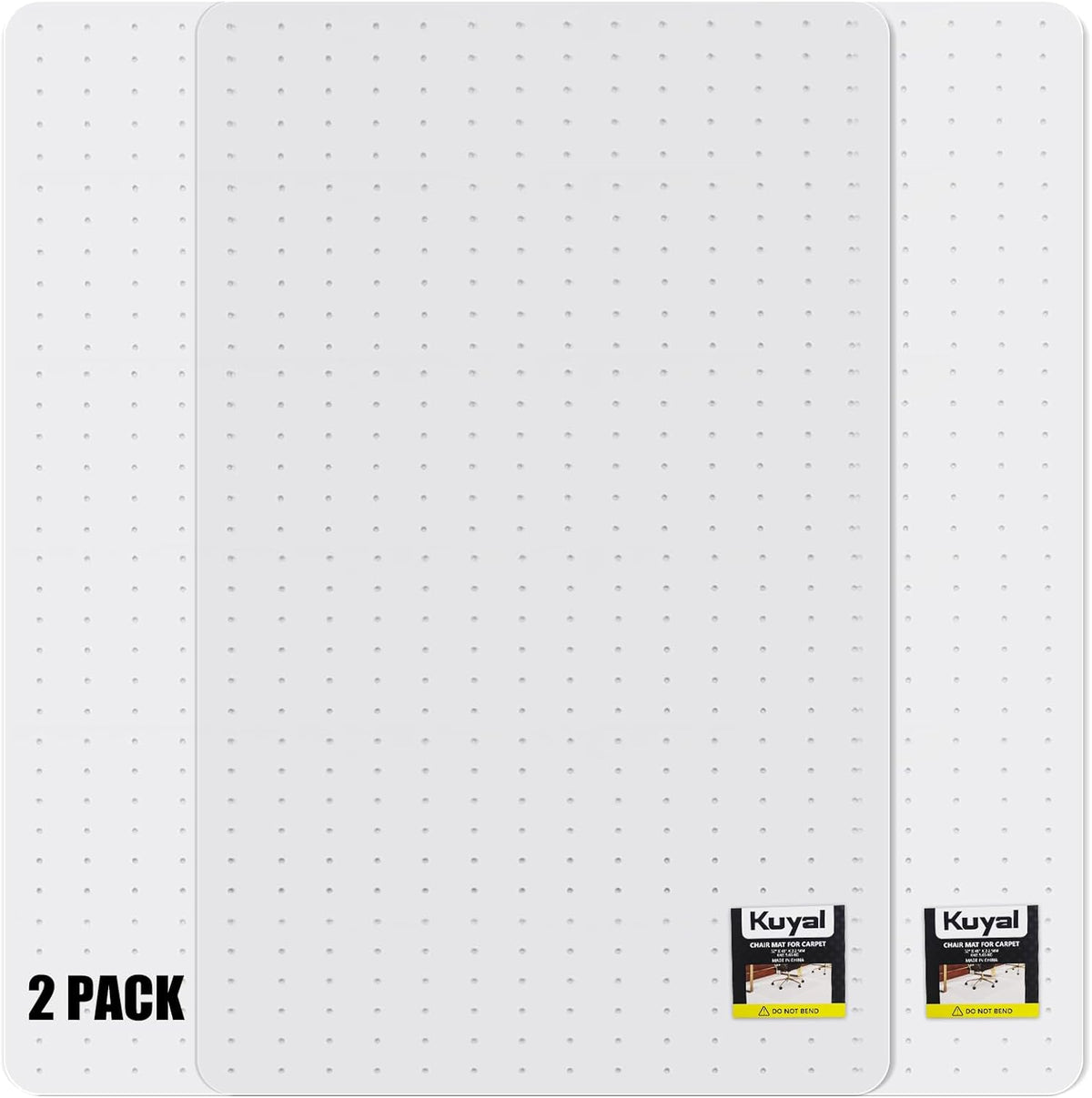 Kuyal Office Chair Mat for Carpet, 2 Pack 48x 60 Clear Heavy Duty Computer Chair Mat, Under Desk