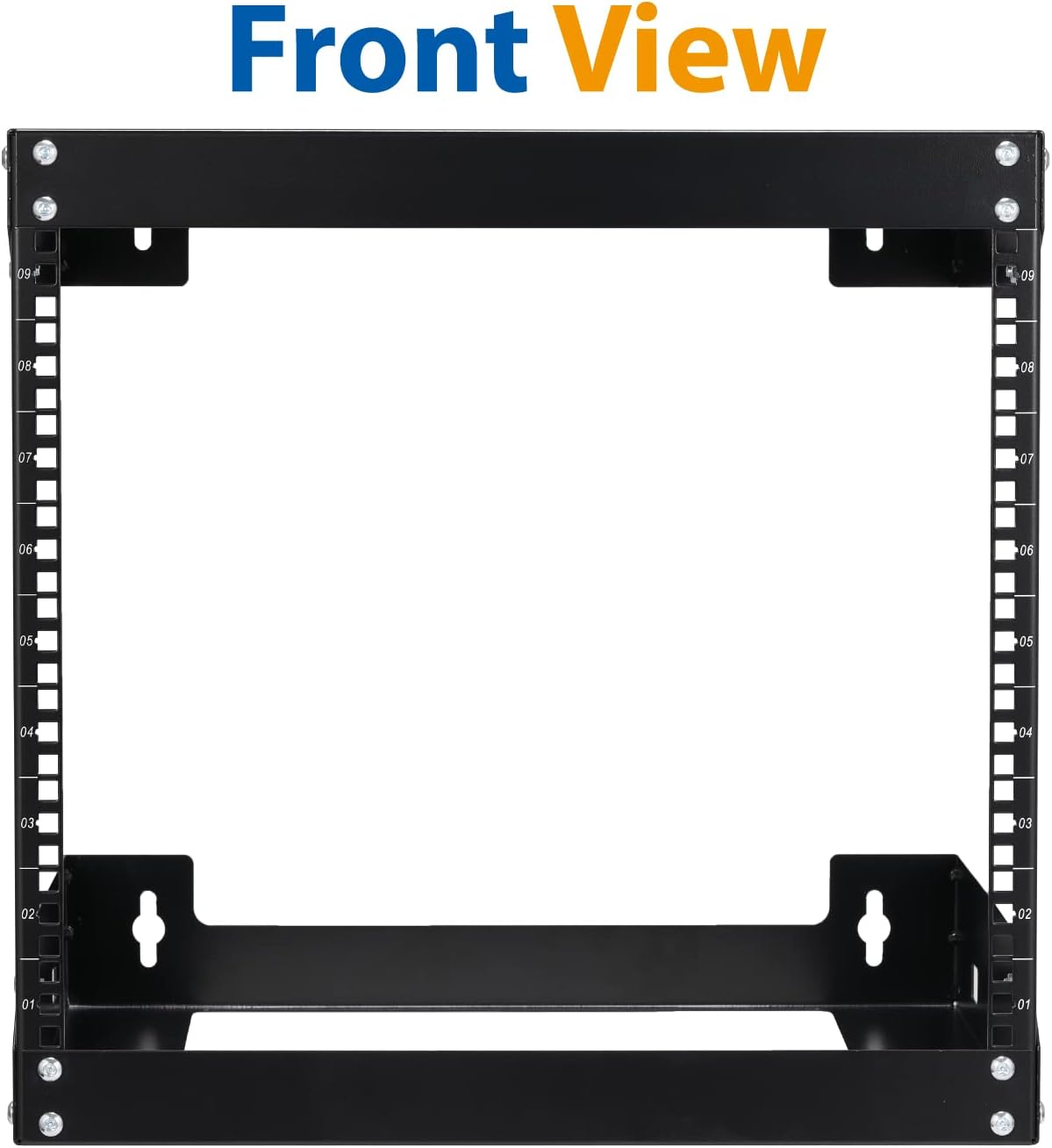 9U Wall Mount Rack Open Frame 19 Inch Server Equipment 2 Post Network Cabinet 18 inches Depth Black