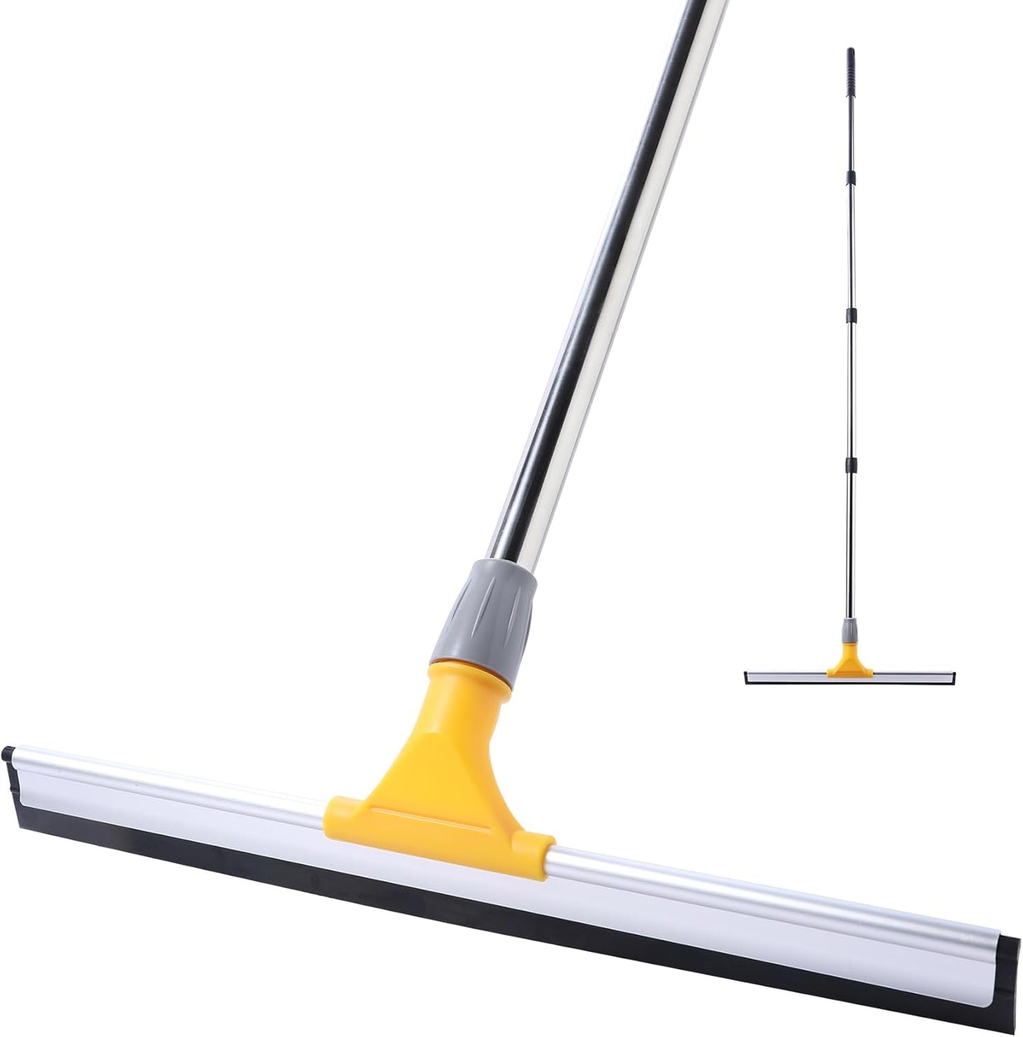 Yocada 17.7" Floor Squeegee Rubber TPR Blade Scrubber Broom 61.8inch Pole Household Broom for