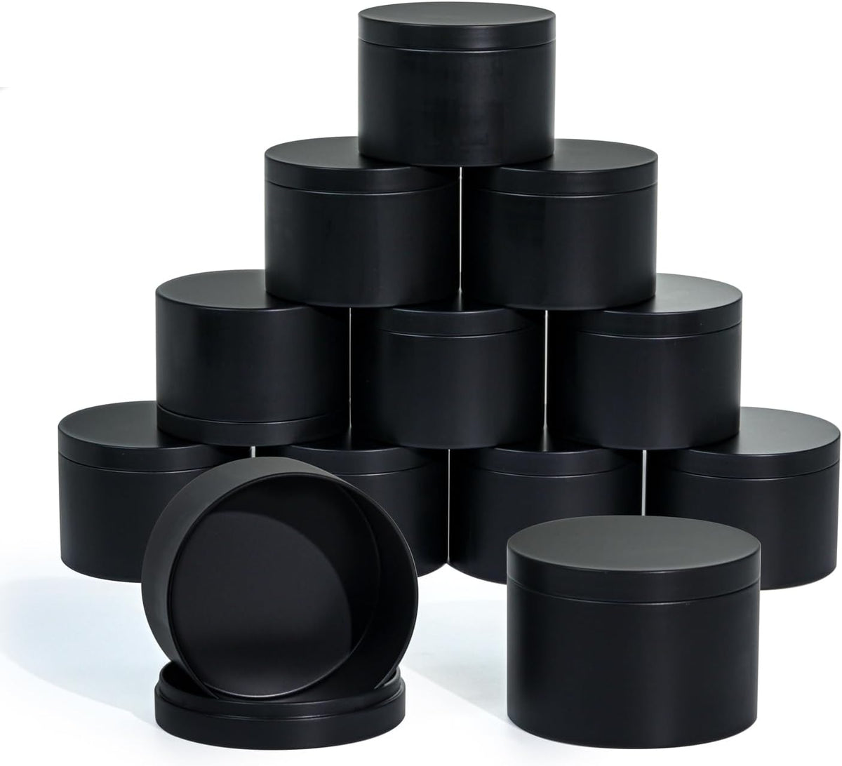 Candle Tins with Lids, 3 Wicks Candle Jars 14oz/420ml Candle Containers 12 Pack Seamless Bulk