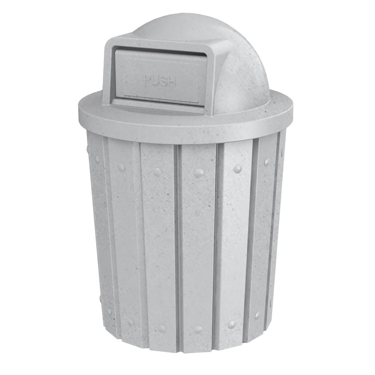 42 Gallon Slated Circle 100% Recycled Plastic Heavy Duty Outdoor Trash Can with Push Open Dome Lid