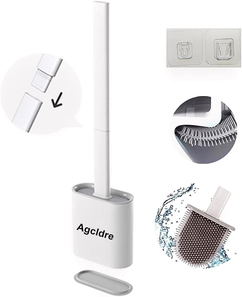 Toilet Brush with Holder Silicone Toilet Brush and Cleaning Brush for Household Bathroom Toliet
