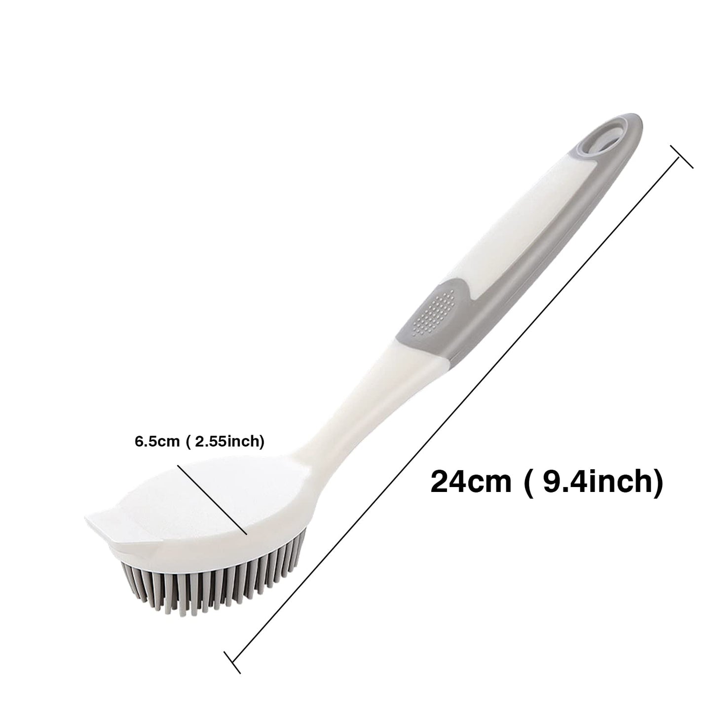Dish Scrubber, Silicone Soft Bristles Scrub Brush with Scraper Tip, Comfortable Grip Brushes for