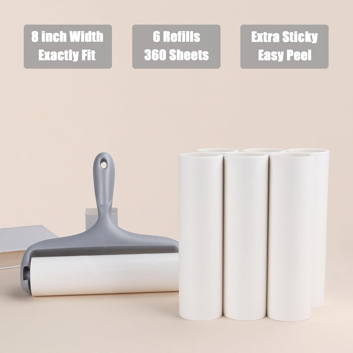 8 inch Large Surface Lint Roller Refills for Scotch-Brite 50% Stickier 8" Wide Lint Roller