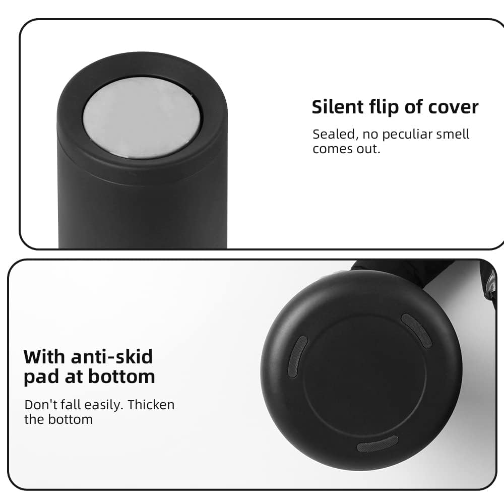 10 L/2.6 Gallon,Matte Black Bathroom Trash Can,Metal Garbage Can with Flipping Lid,for Bathroom