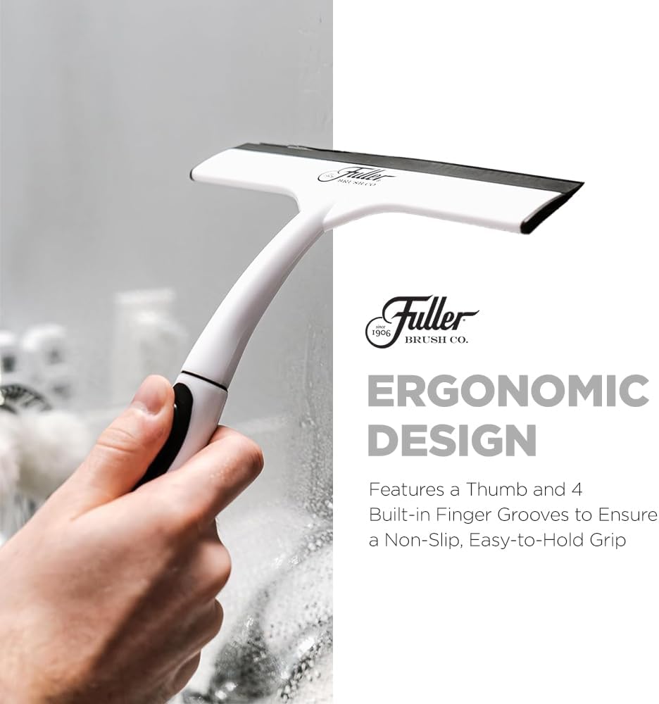 Fuller Brush Easy Grip Handheld Squeegee - for Shower Walls, Doors, Tub Surfaces, Windows, Mirrors