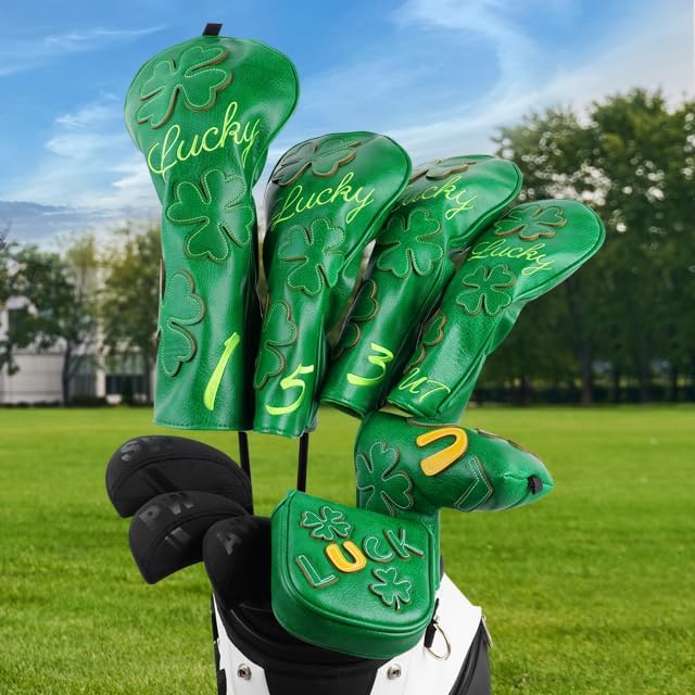 Golf Headcovers Golf Club Head Covers Four Leaf Clover Good Luck Charm - Clover Style Premium
