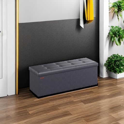 SONGMICS Mazie Collection - 43 Inches Folding Storage Ottoman Bench, Ottoman with Storage, Foot